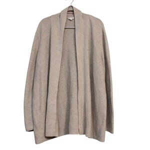 J Jill Cardigan Sweater Size XL Cotton Silk Knit Open Front Beige Minimalist